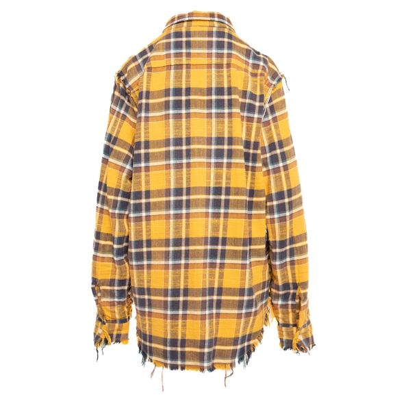 R13 Black & Yellow Plaid Flannel Shirt Size Large - Picture 7 of 9